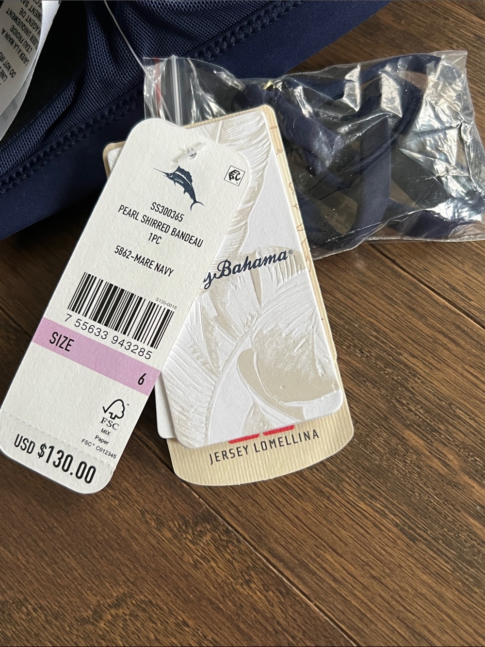Tommy Bahama Pearl Shirred Bandeau One Piece Swimsuit - Picture 8 of 10